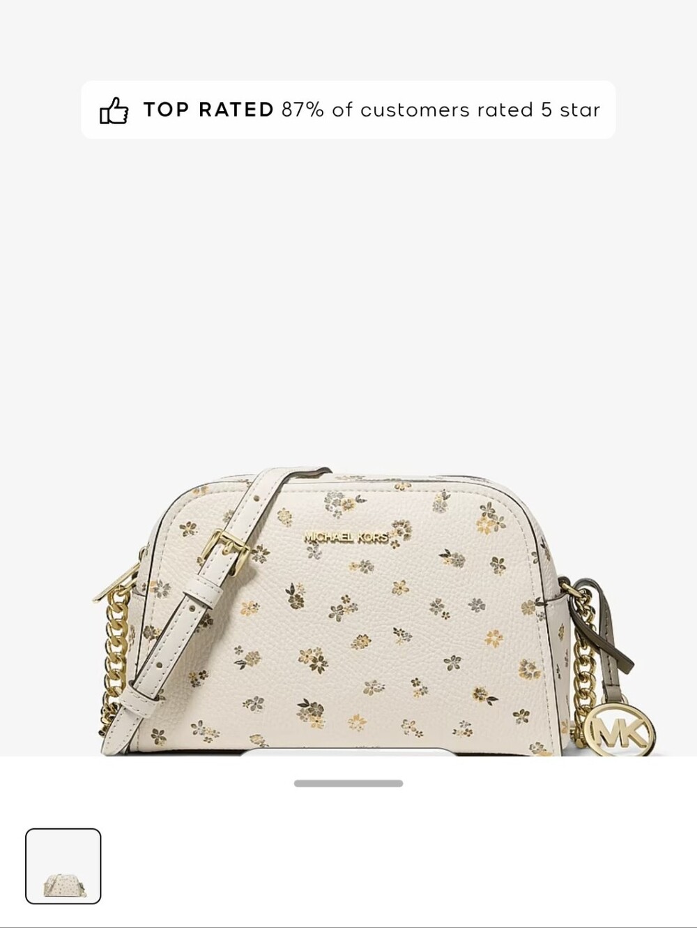 Michael Kors Cream Floral Pebbled Leather Crossbody with Gold Accents